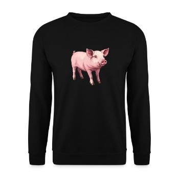 Schweine Schwein - Unisex Pullover - Schwarz - Vorne - Alina (178cm) & Michal (187cm)