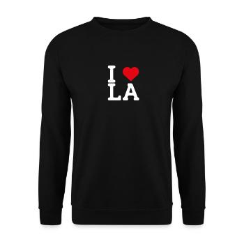 I Love LA Cool Wrong Flag Lover Heart Flag USA - Unisex Sweatshirt - black - Front - Alina (178cm) & Michal (187cm)