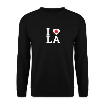 I Love LA Cool Wrong Flag Japan Lover Los Angeles - Unisex Sweatshirt - black - Front - Alina (178cm) & Michal (187cm)