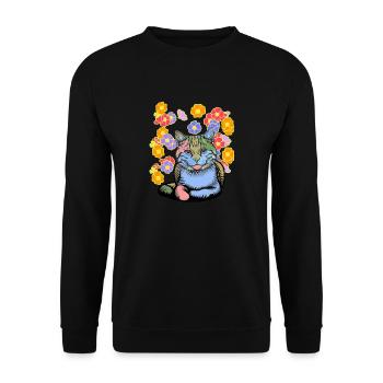 Chat Chats Chat domestique Fleurs Enfants Enfant - Sweat-shirt Unisexe - noir - Devant - Alina (178cm) & Michal (187cm)