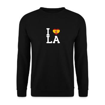 I Love LA Cool Wrong Flag Spain Lover Los Angeles - Unisex Sweatshirt - black - Front - Alina (178cm) & Michal (187cm)