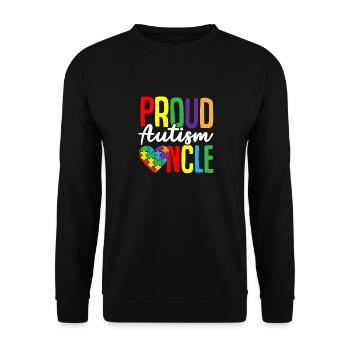 Autismus Puzzle - Stolzer Autismus Onkel - Unisex Pullover - Schwarz - Vorne - Alina (178cm) & Michal (187cm)