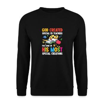 God created special education teachers for His special needs - Unisex Sweatshirt - black - Front - Alina (178cm) & Michal (187cm)