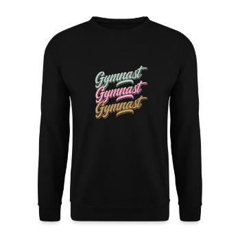 Gymnast Schriftzug für Athleten und - Unisex Pullover - Schwarz - Vorne - Alina (178cm) & Michal (187cm)