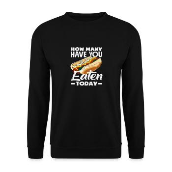 Combien de hot-dogs avez-vous mangé aujourd’hui Hot Dog - Sweat-shirt Unisexe - noir - Devant - Alina (178cm) & Michal (187cm)