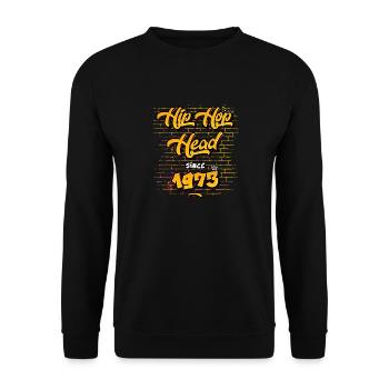 Hip-Hop Head Since 1973 - 52 Years of Street Beats - Unisex Sweatshirt - black - Front - Alina (178cm) & Michal (187cm)