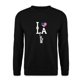 J’aime LA Cool Statue De La Liberté Los Angeles États-Unis - Sweat-shirt Unisexe - noir - Devant - Alina (178cm) & Michal (187cm)
