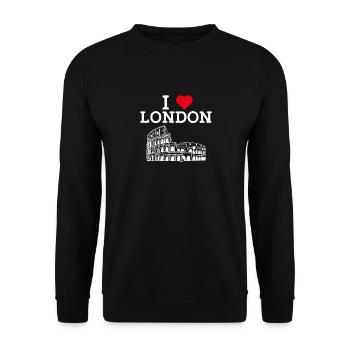 I Love London Cool Colosseum England Lover Flagge - Unisex Pullover - Schwarz - Vorne - Alina (178cm) & Michal (187cm)