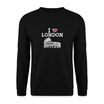 I Love London Cool Colosseum Heart Flagge England - Unisex Pullover - Schwarz - Vorne - Alina (178cm) & Michal (187cm)