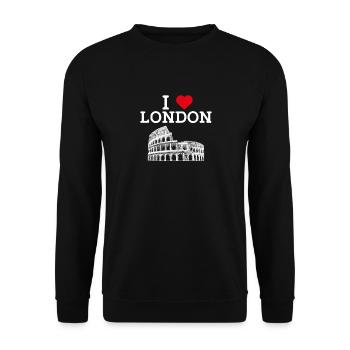 Ich liebe London Kolosseum Herz Flagge England Liebhaber - Unisex Pullover - Schwarz - Vorne - Alina (178cm) & Michal (187cm)
