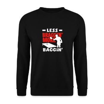 Cornhole Liebhaber Weniger Prahlen - Unisex Pullover - Schwarz - Vorne - Alina (178cm) & Michal (187cm)