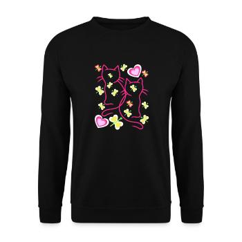 Cat Cats Kitten Valentine - Unisex Sweatshirt - black - Front - Alina (178cm) & Michal (187cm)