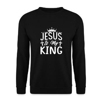 Jesus Is My King - Unisex Sweatshirt - black - Front - Alina (178cm) & Michal (187cm)