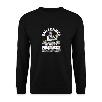 Bartender is a pharmacist with limited - Unisex Sweatshirt - black - Front - Alina (178cm) & Michal (187cm)