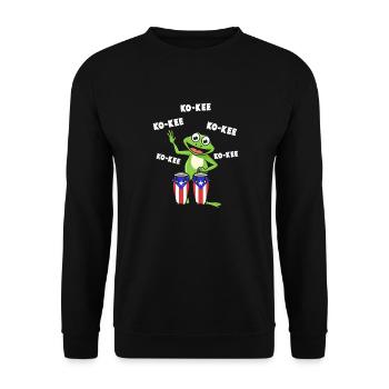 Ko-Kee Frog spielt Gitarre Melodie - Unisex Pullover - Schwarz - Vorne - Alina (178cm) & Michal (187cm)
