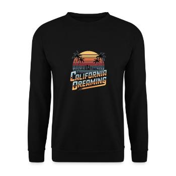 California Dreaming Stadt Skyline Palmen Retro - Unisex Pullover - Schwarz - Vorne - Alina (178cm) & Michal (187cm)