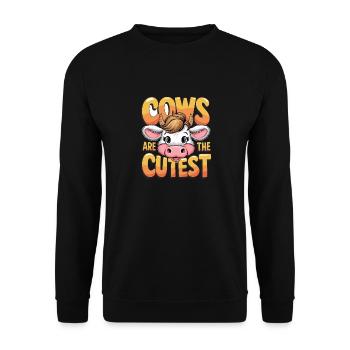 Kühe Sind Die Süßesten Tierfreunde Für - Unisex Pullover - Schwarz - Vorne - Alina (178cm) & Michal (187cm)
