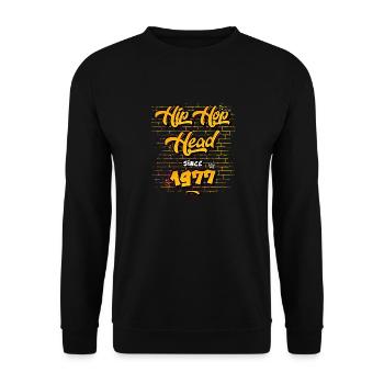 Hip-Hop Head Since 1977 - 48 Years of Street Vibes - Unisex Sweatshirt - black - Front - Alina (178cm) & Michal (187cm)