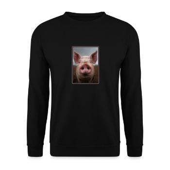 Schweine Schwein - Unisex Pullover - Schwarz - Vorne - Alina (178cm) & Michal (187cm)