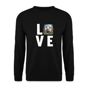 Schweine Schwein - Unisex Pullover - Schwarz - Vorne - Alina (178cm) & Michal (187cm)