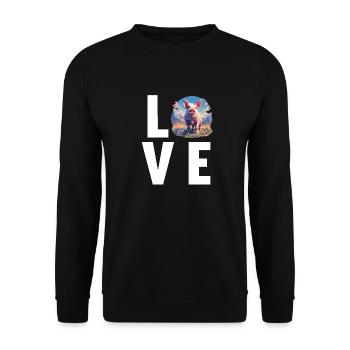Schweine Schwein - Unisex Pullover - Schwarz - Vorne - Alina (178cm) & Michal (187cm)