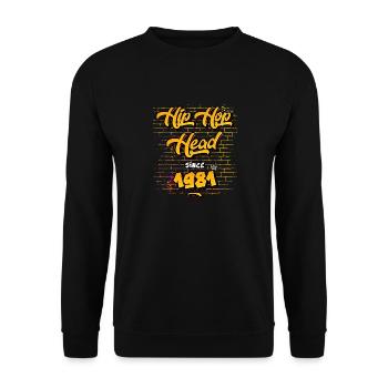 Hip-Hop Head seit 1981 - 44 Jahre True Vibes - Unisex Pullover - Schwarz - Vorne - Alina (178cm) & Michal (187cm)