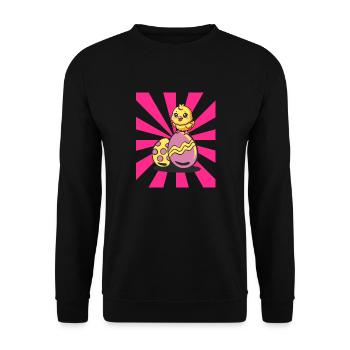 Retro Easter Easter Eggs Chick Kids Child - Unisex Sweatshirt - black - Front - Alina (178cm) & Michal (187cm)