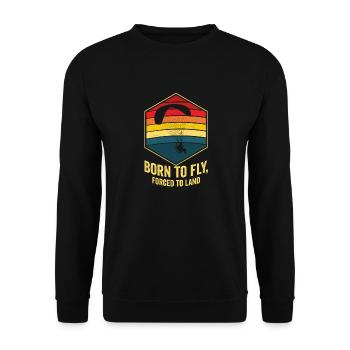 Born To Fly Gezwungen zu Landen Motorschirm - Unisex Pullover - Schwarz - Vorne - Alina (178cm) & Michal (187cm)
