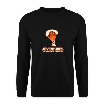 Adventures Are Better With A Propeller - Unisex Sweatshirt - black - Front - Alina (178cm) & Michal (187cm)
