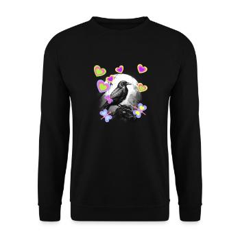 Nature Mystique Printemps Oiseau Corbeau Corbeau Enfants - Sweat-shirt Unisexe - noir - Devant - Alina (178cm) & Michal (187cm)