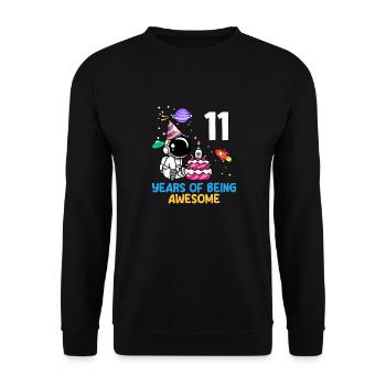 11 Years Astronaut Birthday Adventure - Unisex Sweatshirt - black - Front - Alina (178cm) & Michal (187cm)