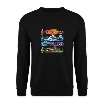 Feu, Eau, Terre, Air, Musique, Éléments - Sweat-shirt Unisexe - noir - Devant - Alina (178cm) & Michal (187cm)