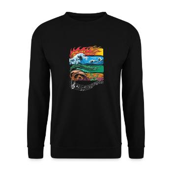 Feu, Eau, Terre, Air, Musique, Éléments - Sweat-shirt Unisexe - noir - Devant - Alina (178cm) & Michal (187cm)