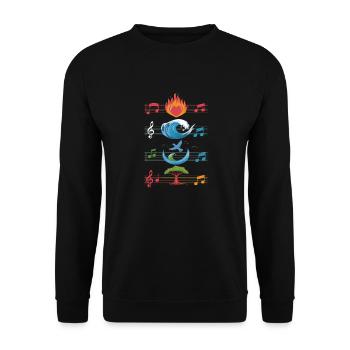 Feu, Eau, Terre, Air, Musique, Éléments - Sweat-shirt Unisexe - noir - Devant - Alina (178cm) & Michal (187cm)