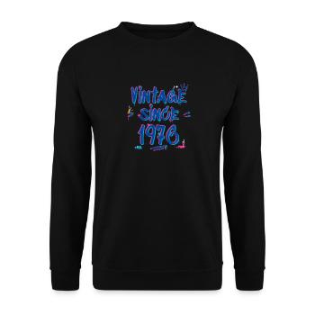 1976 Vintage Graffiti Glitch - 49 Years of Style - Unisex Sweatshirt - black - Front - Alina (178cm) & Michal (187cm)