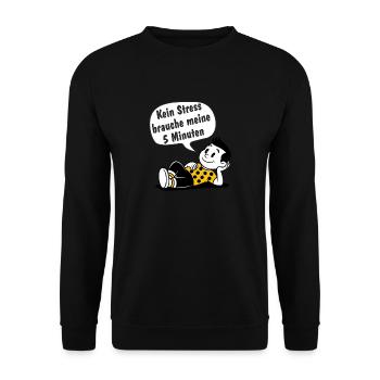 Kein Stress brauche meine 5 Minuten - Unisex Pullover - Schwarz - Vorne - Alina (178cm) & Michal (187cm)