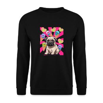 Dog Dog Pug Kids Child Cream Cream - Unisex Sweatshirt - black - Front - Alina (178cm) & Michal (187cm)