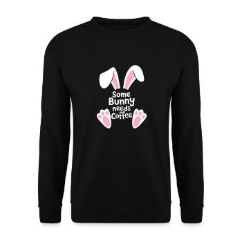Lustiger Osterhase Kaffee Spruch - Unisex Pullover - Schwarz - Vorne - Alina (178cm) & Michal (187cm)