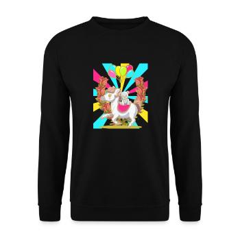 Kids Retro Birthday Horse Teddy Balloons - Unisex Sweatshirt - black - Front - Alina (178cm) & Michal (187cm)