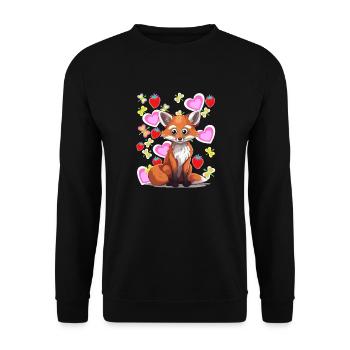 Fuchs Füchse Kinder Kind Sommer - Unisex Pullover - Schwarz - Vorne - Alina (178cm) & Michal (187cm)