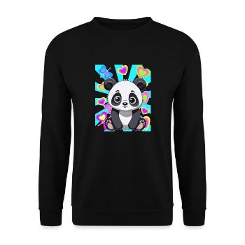 Panda Panda Ours Enfants Enfant Rétro Années 80 Années 90 Ours - Sweat-shirt Unisexe - noir - Devant - Alina (178cm) & Michal (187cm)