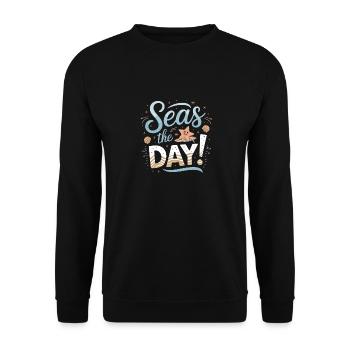 Seas The Day Maritime design with starfish and - Unisex Sweatshirt - black - Front - Alina (178cm) & Michal (187cm)