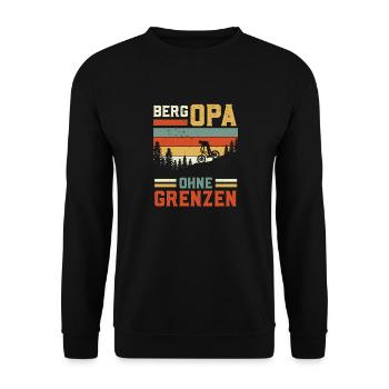Radfahrer BERG OPA OHNE GRENZEN Radfahren - Unisex Pullover - Schwarz - Vorne - Alina (178cm) & Michal (187cm)