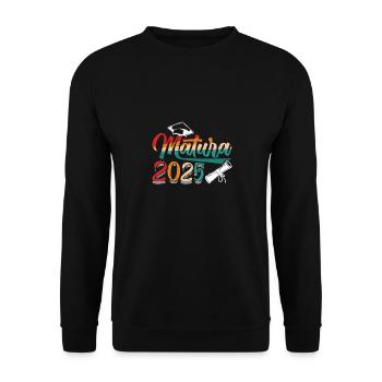 MATURA 2025 Maturant Matura Geschafft Lustiges - Unisex Pullover - Schwarz - Vorne - Alina (178cm) & Michal (187cm)