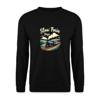 Trajet en train - aventure en locomotive - Sweat-shirt Unisexe - noir - Devant - Alina (178cm) & Michal (187cm)