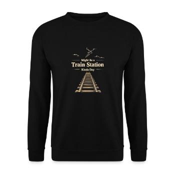 Train Ride -locomotive Adventure - Unisex Sweatshirt - black - Front - Alina (178cm) & Michal (187cm)