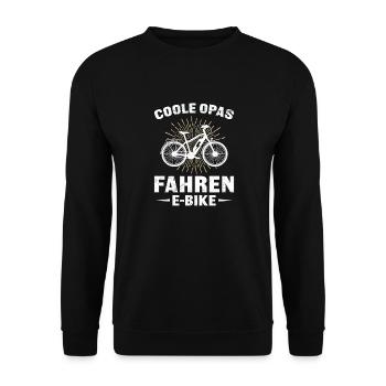 Opa COOLE OPAS FAHREN E-BIKE Lustiges E-Bike - Unisex Pullover - Schwarz - Vorne - Alina (178cm) & Michal (187cm)
