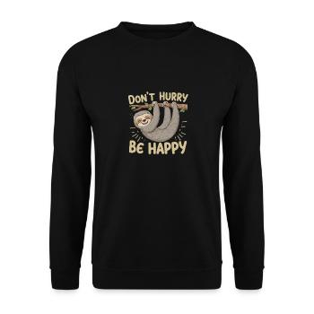 Entspannt Sein Mit Faultier Spruch - Unisex Pullover - Schwarz - Vorne - Alina (178cm) & Michal (187cm)