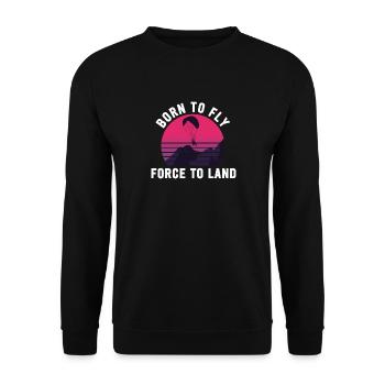 Born To Fly Forcé D’atterrir Paramoteur - Sweat-shirt Unisexe - noir - Devant - Alina (178cm) & Michal (187cm)