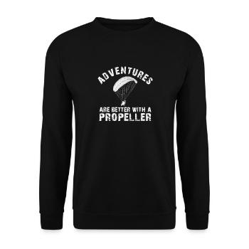 Adventures Are Better With A Propeller - Unisex Sweatshirt - black - Front - Alina (178cm) & Michal (187cm)